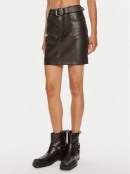 Pinko Spódnica skórzana Grenada 103894 A21L Brązowy Regular Fit. Brązowe spódnice Pinko, l, bez wzorów, ze skóry. Za 1,039.00 zł.