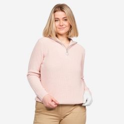 Sweter do golfa damski Inesis MW500. Czerwone swetry INESIS, s, bez wzorów, z bawełny, eleganckie, bez ramiączek. Za 99.99 zł.