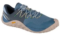 Buty do biegania damskie, Merrell Trail Glove 7. Niebieskie buty do biegania Merrell, bez wzorów, z materiału, bez zapięcia, do biegania. Za 499.99 zł.
