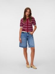 Vero Moda Kardigan w kolorze bordowo-fioletowo-kremowym rozmiar: M. Czerwone swetry Vero Moda, m, bez wzorów, bez ramiączek. Za 109.95 zł.