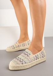 Beżowe Espadryle na Plecionej Podeszwie z Metaliczną Nicią Panirel. Brązowe espadryle Born2be, bez wzorów, boho, bez obcasa. W wyprzedaży za 79.99 zł.