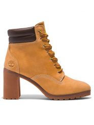 Timberland Botki Allington Double Collar TB0A2QMG2311 Brązowy. Brązowe botki Timberland, bez wzorów, z nubiku, bez obcasa, na słupku, bez zapięcia. Za 399.99 zł.