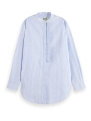 Scotch & Soda Bluzka w kolorze błękitno-białym rozmiar: 34. Niebieskie bluzki Scotch & Soda, bez wzorów, z bawełny, bez kołnierzyka, bez ramiączek. Za 139.87 zł.