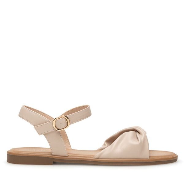 Sandały JENNY. Brązowe sandały Jenny, bez wzorów, bez obcasa, na płaskiej podeszwie, bez zapięcia. Za 79.99 zł.