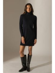 Perfect Cashmere Kaszmirowa sukienka dzianinowa "Amanda" w kolorze czarnym rozmiar: M. Niebieskie sukienki Perfect Cashmere, na co dzień, m, bez wzorów, z dzianiny, bez kołnierzyka, bez ramiączek, midi, proste. Za 440.95 zł.