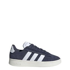Buty Grand Court Alpha. Białe buty treningowe adidas, bez wzorów, ze skóry, bez zapięcia. Za 249.99 zł.