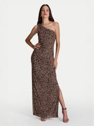 Swing Sukienka wieczorowa 5AI16600 Beżowy Slim Fit. Brązowe sukienki Swing, bez wzorów, z syntetyku, wizytowe, bez kołnierzyka, bez ramiączek. Za 479.99 zł.
