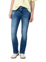 Timezone Dżinsy "Lisa" - Slim fit - w kolorze granatowym rozmiar: W32/L32. Niebieskie jeansy Timezone, l, z aplikacjami, klasyczne. Za 146.28 zł.
