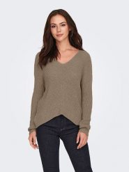 JDY Sweter w kolorze jasnobrązowym rozmiar: M. Brązowe swetry JDY, m, bez wzorów, ze splotem, bez ramiączek. Za 91.56 zł.