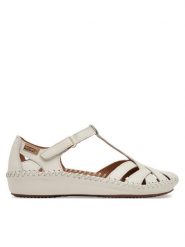 Pikolinos Sandały 655-0732St Biały. Białe sandały Pikolinos, bez wzorów, ze skóry, bez obcasa, na płaskiej podeszwie, bez zapięcia. Za 519.99 zł.