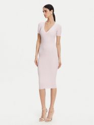 Elisabetta Franchi Sukienka dzianinowa AM-53S-51E2 Różowy Slim Fit. Czerwone sukienki Elisabetta Franchi, s, bez wzorów, z dzianiny, bez kołnierzyka, bez ramiączek. Za 1,489.00 zł.