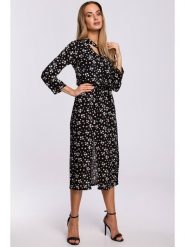 Made of emotion Sukienka w kolorze czarno-biało-zielonym rozmiar: S. Białe sukienki Made Of Emotion, na co dzień, s, bez wzorów, z wiskozy, bez kołnierzyka, bez ramiączek, midi, proste. Za 70.08 zł.