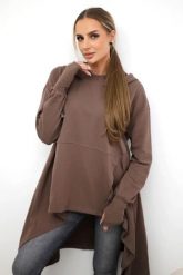 Bluza rozkloszowana u dołu mocca. Bluzy KESI, l, bez wzorów, z bawełny, bez ramiączek, z kapturem. Za 238.37 zł.