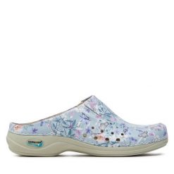 Klapki Nursing Care. Niebieskie klapki Nursing Care, bez wzorów, bez obcasa, bez zapięcia. Za 399.99 zł.