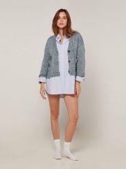 Rodier Kardigan w kolorze szarym rozmiar: M. Szare swetry Rodier, m, bez wzorów, z wełny, bez ramiączek. Za 260.99 zł.