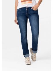 Timezone Dżinsy "Marah" - Slim fit - w kolorze granatowym rozmiar: W26/L30. Niebieskie jeansy Timezone, l, z aplikacjami, klasyczne. Za 118.01 zł.