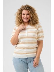 KAFFE curve Sweter w kolorze beżowo-białym rozmiar: S. Brązowe swetry KAFFE curve, s, bez wzorów, bez ramiączek. Za 78.99 zł.