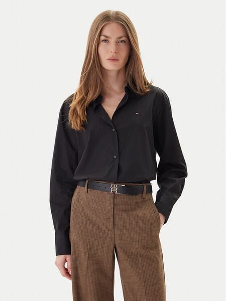 Tommy Hilfiger Koszula WW0WW45612 Czarny Relaxed Fit. Czarne koszule Tommy Hilfiger, bez wzorów, z bawełny, bez kołnierzyka, bez ramiączek. Za 309.99 zł.