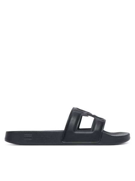 Tommy Hilfiger Klapki Monogram Pool Slide FW0FW09424 Czarny. Czarne klapki Tommy Hilfiger, bez wzorów, ze skóry, bez obcasa, bez zapięcia. Za 189.99 zł.
