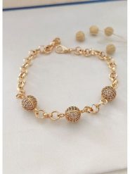 Atelier MIU Pozłacana bransoletka z cyrkoniami rozmiar: onesize. Żółte bransoletki atelier MIU, z cyrkonią, pozłacane. Za 87.61 zł.