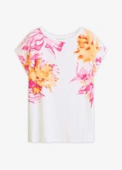 T-shirt z obniżoną linią ramion. Białe t-shirty bonprix, bez wzorów, eleganckie, bez kołnierzyka, bez ramiączek. Za 67.99 zł.