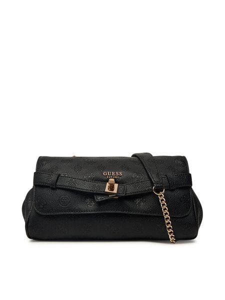 Guess Torebka Ella Logo HWPD97 46210 Czarny. Czarne torebki klasyczne Guess, z aplikacjami, ze skóry, bez dodatków. Za 522.99 zł.