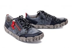 RIEKER L0302-14 blue, półbuty damskie. Niebieskie półbuty wsuwane Rieker, bez wzorów, bez obcasa. Za 258.93 zł.