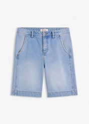 Bermudy ze średnim stanem, z lekkiego jeansu. Niebieskie jeansy bonprix, bez wzorów, z jeansu. Za 112.99 zł.