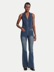 Desigual Kombinezon Glenn 25WWDD07 Granatowy Regular Fit. Niebieskie sukienki Desigual, l, bez wzorów, z bawełny, bez kołnierzyka, bez ramiączek. Za 639.99 zł.