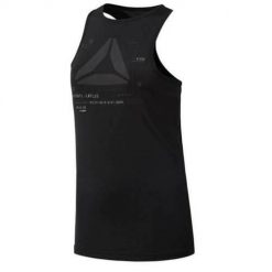 Koszulka treningowa damska Reebok Activchill Graphic. Czarne t-shirty sportowe Reebok, l, bez wzorów, z materiału, bez ramiączek, do biegania. Za 173.00 zł.