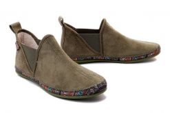 MANITU 340053-07 khaki, kapcie damskie. Zielone kapcie Manitu, bez wzorów, z polaru. Za 249.90 zł.