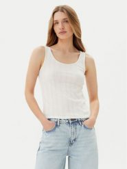 Pieces Top Fia 17155482 Biały Slim Fit. Białe topy Pieces, l, bez wzorów, z bawełny, bez kołnierzyka, bez ramiączek. Za 39.99 zł.