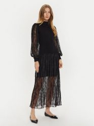 TWINSET Sukienka dzianinowa 242TT3161 Czarny Regular Fit. Czarne sukienki Twinset, l, bez wzorów, z dzianiny, bez kołnierzyka, bez ramiączek. Za 499.99 zł.