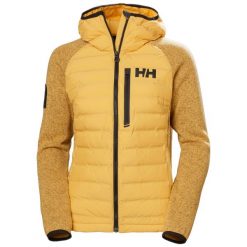 Kurtka izolacyjna dla kobiet Helly Hansen Arctic Ocean Hybrid. Żółte kurtki Helly Hansen, bez wzorów, z puchu, bez kaptura. W wyprzedaży za 577.50 zł.