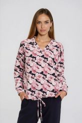 Bluza z kwiatowym nadrukiem różowa. Czerwone bluzy bez kaptura MOODO, s, bez wzorów, z bawełny, bez kaptura. Za 119.99 zł.