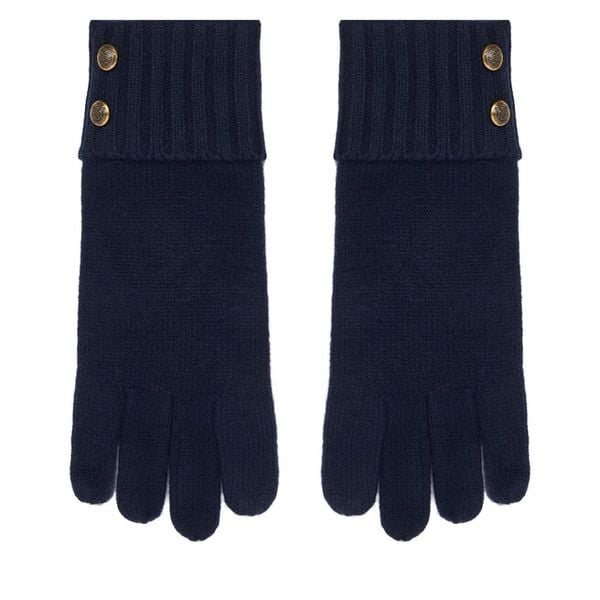 Rękawiczki LAUREN RALPH LAUREN. Niebieskie rękawiczki Lauren Ralph Lauren, bez wzorów, z dzianiny. Za 329.99 zł.
