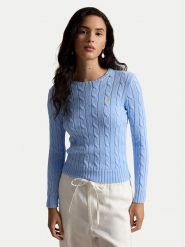 Polo Ralph Lauren Sweter 211971869512 Niebieski jasny Slim Fit. Niebieskie swetry Polo Ralph Lauren, m, bez wzorów, z bawełny, bez ramiączek. Za 949.99 zł.