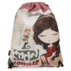 Worek damski Anekke, wykonany z lekkiego materiału tekstylnego z dekoracyjnym nadrukiem zamykany na ściągacz ze sznurkami, kolorowy, 42474-001. Torebki klasyczne Anekke, bez wzorów, biznesowe, z nadrukiem, bez dodatków. Za 119.00 zł.