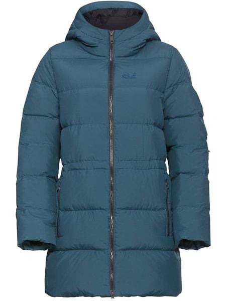 Jack Wolfskin Płaszcz puchowy "Frozen Palace" w kolorze niebieskim rozmiar: L. Niebieskie płaszcze Jack Wolfskin, l, bez wzorów, z materiału, bez kaptura. Za 655.78 zł.