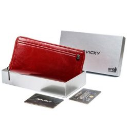 Portfel damski Rovicky CPR-8794-BAR czerwony. Czerwone portfele ROVICKY, bez wzorów, ze skóry. Za 109.99 zł.