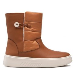 Botki Geox. Brązowe botki Geox, bez wzorów, bez obcasa, na płaskiej podeszwie, bez zapięcia. Za 219.99 zł.