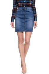 SPÓDNICA JEANSOWA LEE A LINE SKIRT BLUE DROP L38NROEM 112108295. Niebieskie spódnice Lee, l, bez wzorów, z jeansu, trapezowe. W wyprzedaży za 69.99 zł.
