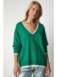 Happiness Istanbul Sweter w kolorze zielonym rozmiar: onesize. Zielone swetry Happiness Istanbul, bez wzorów, ze splotem, bez ramiączek. Za 122.38 zł.