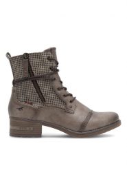 Mustang Trzewiki 1229-510 Szary. Szare botki Mustang, bez wzorów, z materiału, bez obcasa, na płaskiej podeszwie, bez zapięcia. Za 239.99 zł.