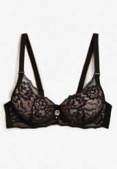 Czarno-Beżowy Biustonosz z Koronką i Funkcją Push Up Wifia. Czarne biustonosze Renee, bez wzorów, z koronki. W wyprzedaży za 35.99 zł.