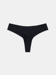 Dół od bikini stringi - czarny. Czarne stringi Sinsay, bez wzorów. Za 12.99 zł.