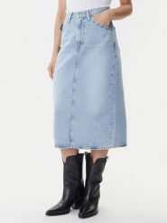 Levi's® Spódnica jeansowa 001VH-0001 Niebieski Regular Fit. Niebieskie spódnice s, bez wzorów, z bawełny. Za 359.99 zł.