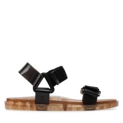 Sandały Melissa. Czarne sandały Melissa, bez wzorów, bez obcasa, na płaskiej podeszwie, bez zapięcia. Za 319.99 zł.