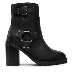 Botki Bronx. Czarne botki Bronx, bez wzorów, bez obcasa, na słupku, bez zapięcia. Za 369.99 zł.