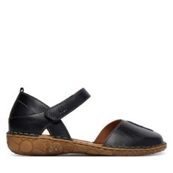 Półbuty Josef Seibel. Czarne półbuty wsuwane Josef Seibel, bez wzorów, bez obcasa, na płaskiej podeszwie. Za 349.99 zł.